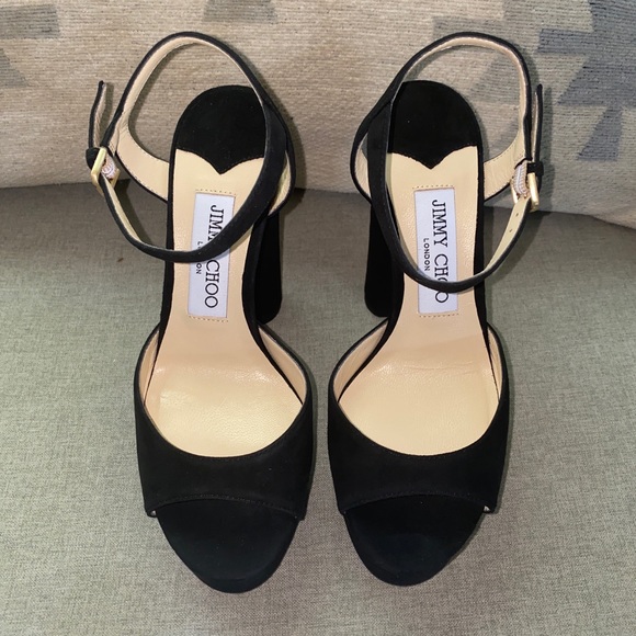Jimmy Choo peachy 125 mm peachy black suede NWT 35.5 - Picture 8 of 13